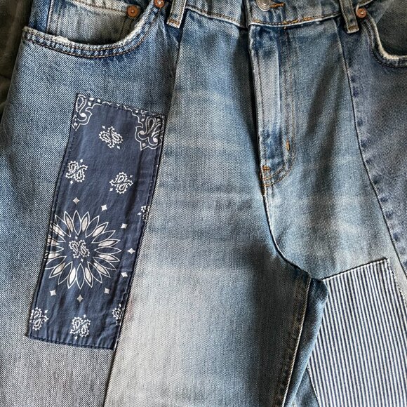 ONE OF ONE FROM FREE PEOPLE ARCHIVES! The Originals Patchwork Denim Pants 30" - Picture 9 of 13